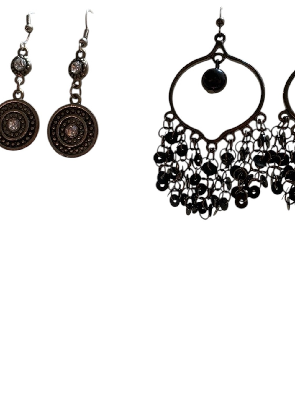 Elegant Black Dangle Earrings - Women's Jewelry Set of 2